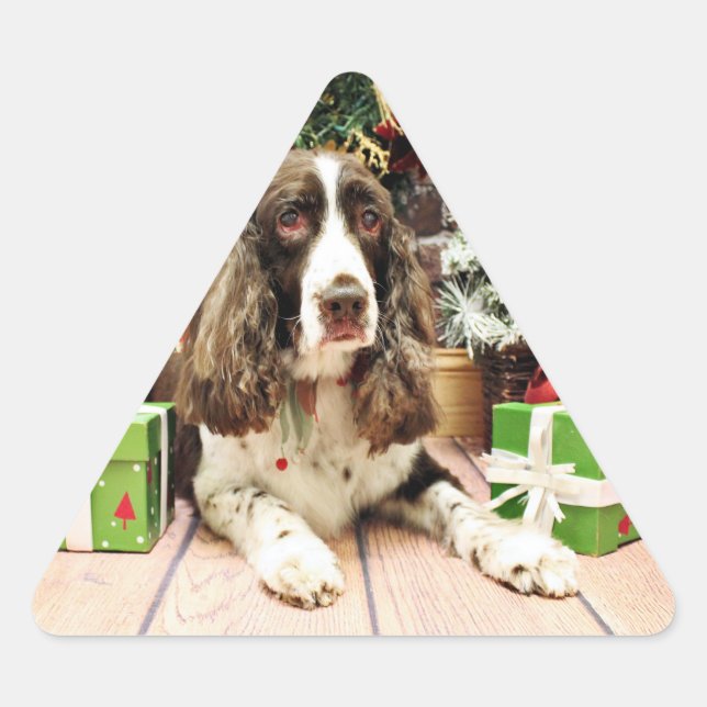 Christmas - English Springer Spaniel - Logan Triangle Sticker (Front)