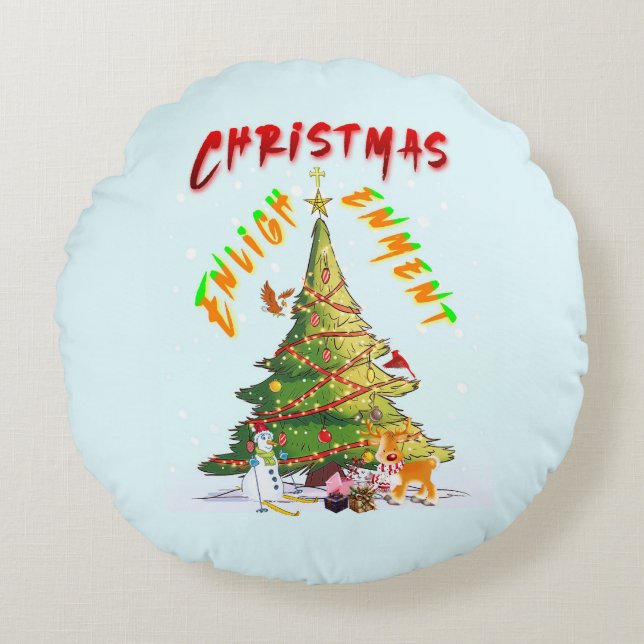 Christmas Enlightenment Round Cushion (Front)