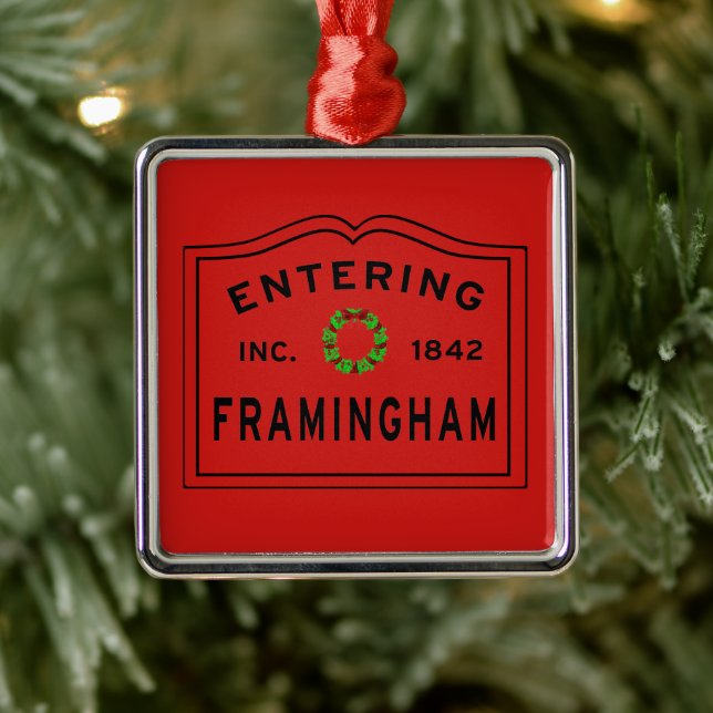 Christmas Entering Framingham, MA Metal Tree Decoration (Tree)