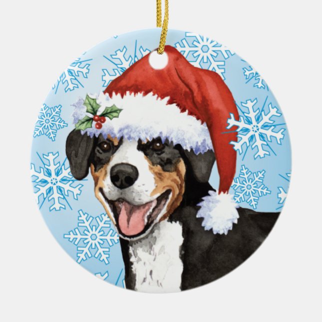 Christmas Entlebucher Ceramic Tree Decoration (Front)