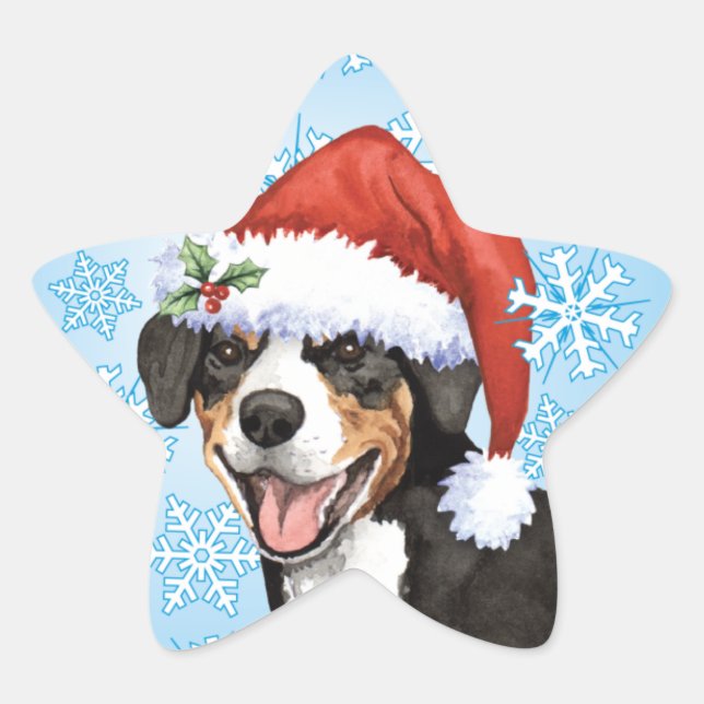 Christmas Entlebucher Star Sticker (Front)