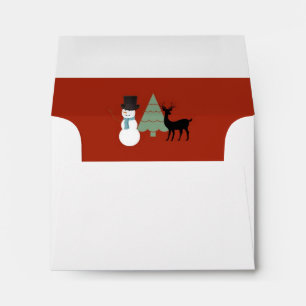 Christmas Envelope Red Holiday Winter Scene