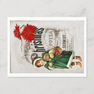 Christmas Ephemera Ad Cute Girl Red Chrysanthemum Postcard