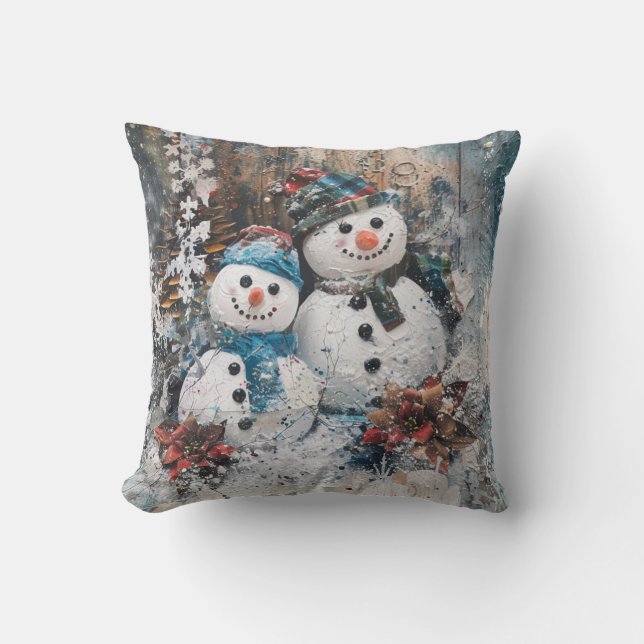 Christmas Ephemera Throw Pillow (Front)