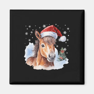 Christmas Equestrian Horse Santa Hat Animal Equest Magnet