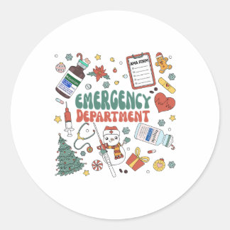Christmas ER Nurse Shirt Women Emergency Departmen Classic Round Sticker