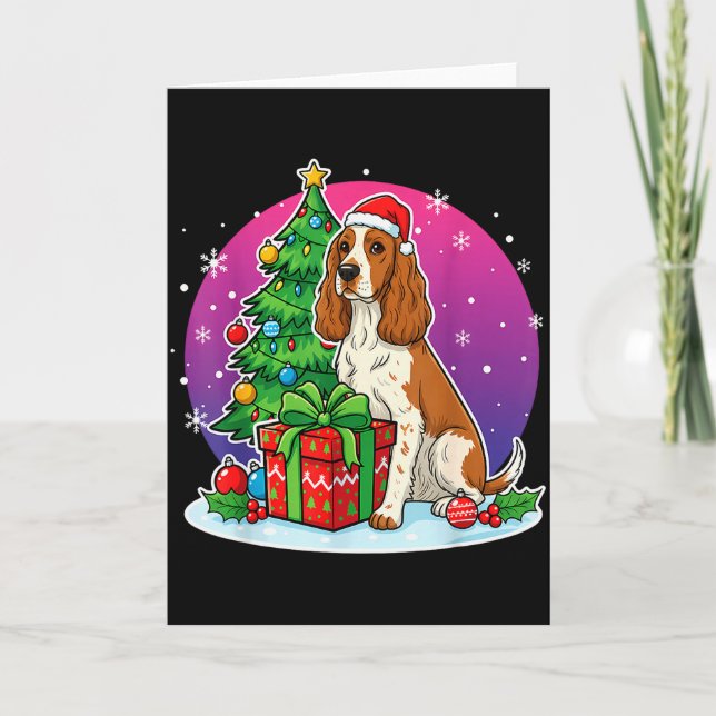 Christmas Er Spaniel Santa Hat Xmas Men Women  Card (Front)