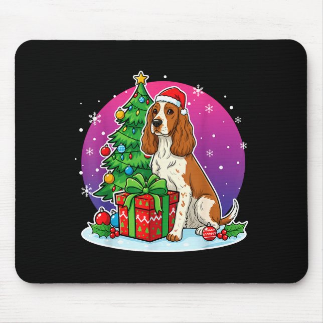 Christmas Er Spaniel Santa Hat Xmas Men Women  Mouse Mat (Front)