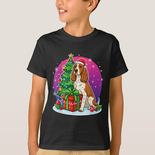Christmas Er Spaniel Santa Hat Xmas Men Women  T-Shirt (Front)