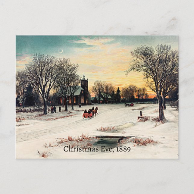 Christmas Eve, 1889, vintage painting, Postcard (Front)