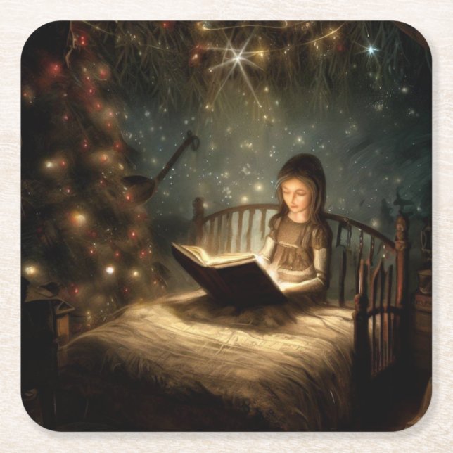 Christmas Eve 5 Square Paper Coaster (Front)