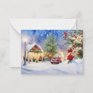 Christmas eve at corner store budget mini card