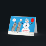 Christmas Eve Birthday For Grandson Greeting Cards<br><div class="desc">Wish your grandson a Happy Christmas Eve Birthday with two adorable raccoons with a snowman with a bird perched on his arm while holding a red balloon</div>