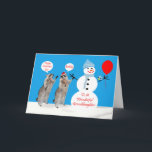 Christmas Eve/Birthday Granddaughter Greeting Card<br><div class="desc">Wish your granddaughter a Happy Christmas Eve Birthday with two adorable raccoons with a snowman with a bird perched on his arm while holding a red balloon.</div>