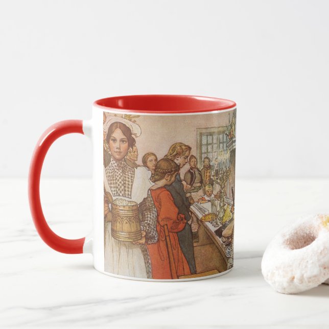 Christmas Eve by Carl Larsson, Vintage Holidays Mug (With Donut)