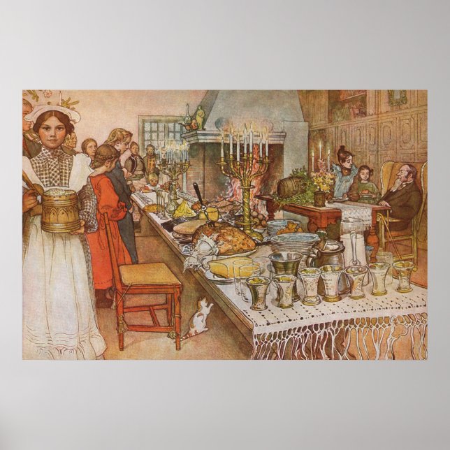 Christmas Eve by Carl Larsson, Vintage Holidays Poster (Front)