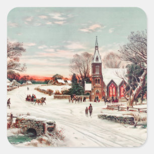 Christmas Eve by Hoover & Son Painting Holiday Square Sticker