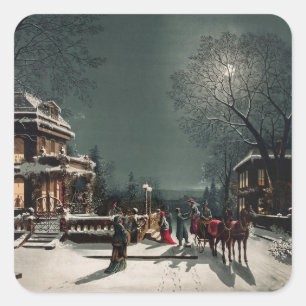 Christmas Eve by Joseph Hoover & Sons Co Holiday Square Sticker