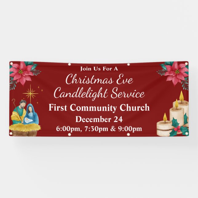 Christmas Eve Candlelight Service Church Event Banner (Horizontal)