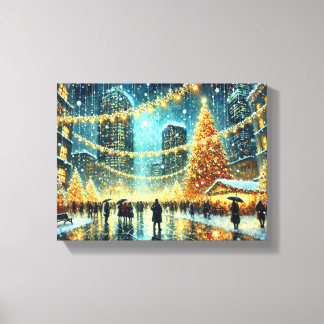 Christmas Eve Cityscape | Festive Holiday Wall Art