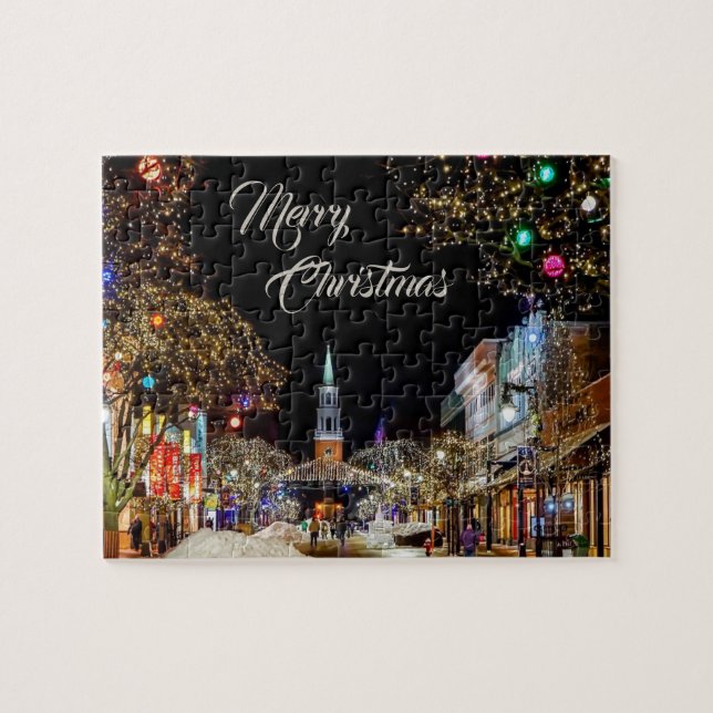 Christmas Eve Colourful Trees Holidays Jigsaw Puzzle (Horizontal)