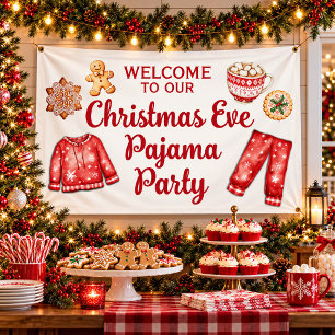 Christmas Eve Cookies Hot Cocoa Pajama Party Banner