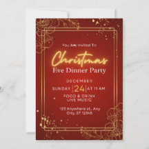 Christmas eve dinner party invitation card 
