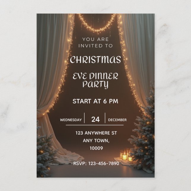 Christmas Eve dinner party invitation template (Front)