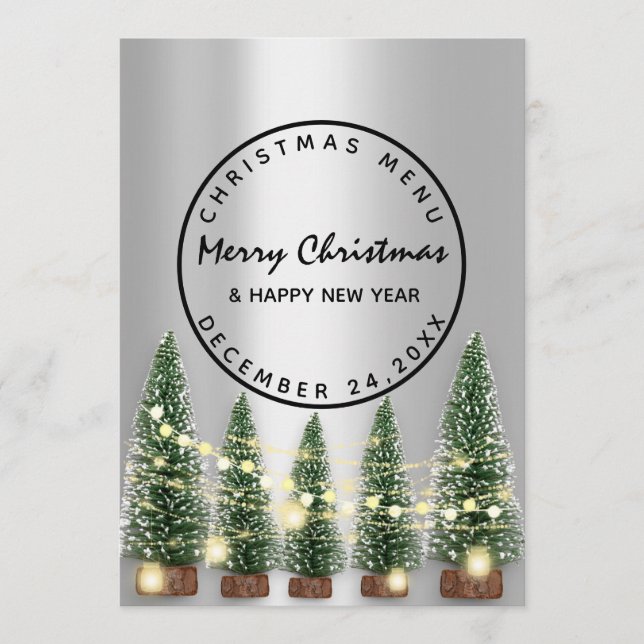 Christmas Eve Holiday Winter Menu Light Green Grey (Front)