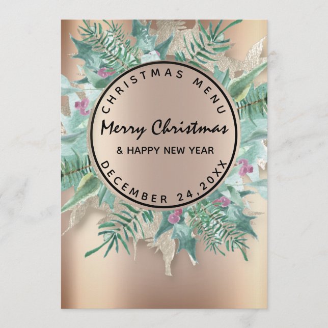 Christmas Eve Holiday Winter Menu Rose Wreath (Front)