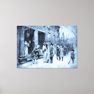 "Christmas Eve in Colonial Times" wrapped canvas