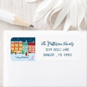 Christmas Eve in Town Family Return Address Labels