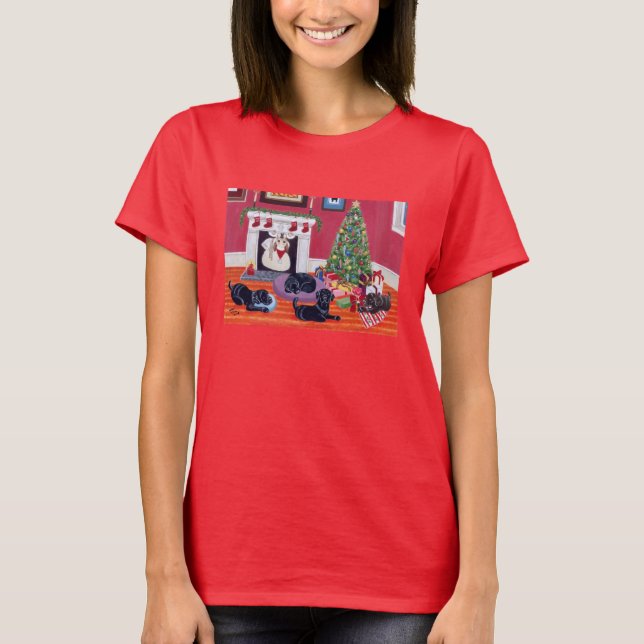 Christmas Eve Labradors T-Shirt (Front)