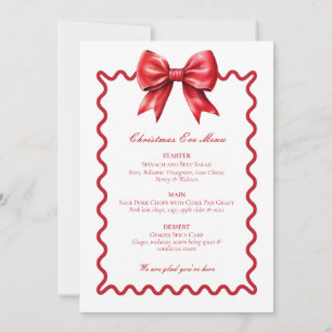 Christmas Eve Menu Card Red Bow