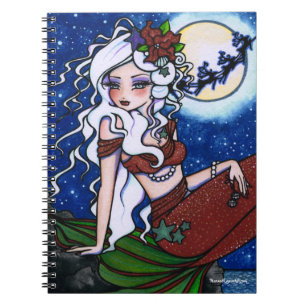 Christmas Eve Mermaid Fantasy Art by Hannah Lynn Notebook