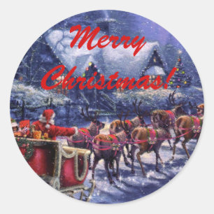 Christmas Eve Midnight Santa Envelope Classic Round Sticker