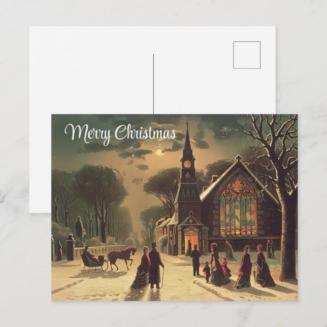 Christmas Eve Painting | Holiday Postcard (Front/Back)