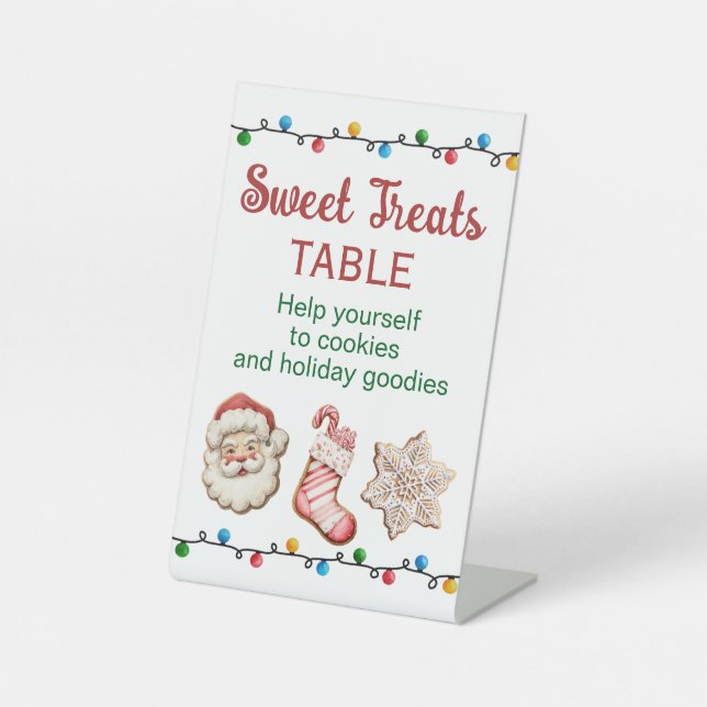 Christmas Eve Pajama Party Sweet Treats Bar Pedestal Sign (Front)