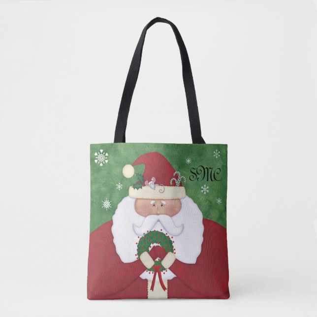 Christmas Eve Santa Monogram Tote Bag (Front)