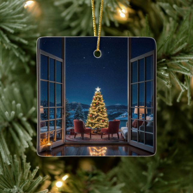 Christmas Eve Serenity Ceramic Ornament (Tree)