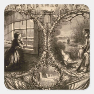 Christmas Eve - Thomas Nast 1863 Square Sticker
