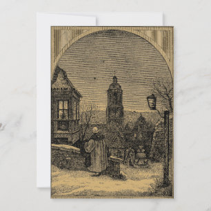 Christmas Eve Village Vintage Victorian Era 1845 Holiday Card