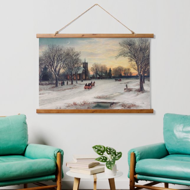 Christmas Eve, vintage illustration Hanging Tapestry (Living Room)