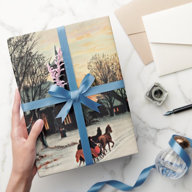 Christmas Eve vintage painting Wrapping Paper (Gifting)