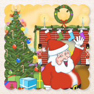 Christmas Eve with Santa Christmas Coasters
