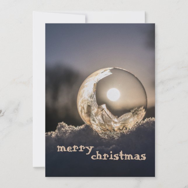 CHRISTMAS EVENING ENGRAVED GLASS BALL WITH MOON HOLIDAY CARD (Front)