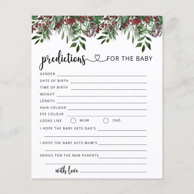 Christmas evergreen baby predictions and advice (Front)