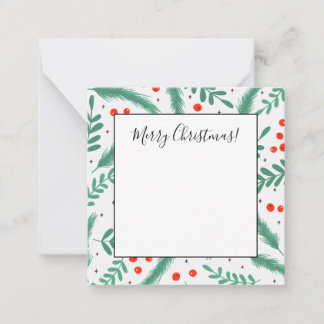 Christmas Evergreen Boughs and Holly Berries Card