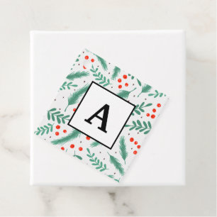 Christmas Evergreen Boughs and Holly Berries Favour Tags