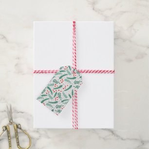 Christmas Evergreen Boughs and Holly Berries Gift Tags